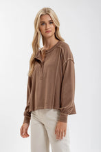 Load image into Gallery viewer, Contrast Stitch Long Sleeve Henley Knit Top