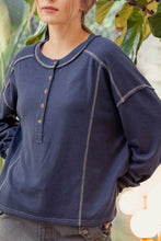 Load image into Gallery viewer, Contrast Stitch Long Sleeve Henley Knit Top