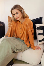 Load image into Gallery viewer, Contrast Stitch Long Sleeve Henley Knit Top