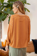 Load image into Gallery viewer, Contrast Stitch Long Sleeve Henley Knit Top