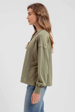 Load image into Gallery viewer, Contrast Stitch Long Sleeve Henley Knit Top