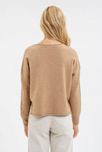 Load image into Gallery viewer, Exposed Seam Split Neck Knit Sweater