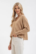 Load image into Gallery viewer, Exposed Seam Split Neck Knit Sweater