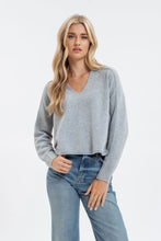 Load image into Gallery viewer, Exposed Seam Split Neck Knit Sweater