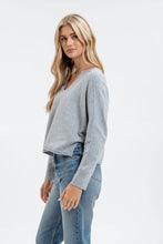 Load image into Gallery viewer, Exposed Seam Split Neck Knit Sweater