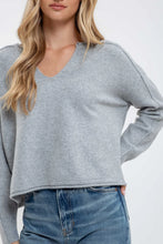Load image into Gallery viewer, Exposed Seam Split Neck Knit Sweater