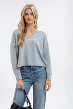 Load image into Gallery viewer, Exposed Seam Split Neck Knit Sweater