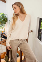 Load image into Gallery viewer, Exposed Seam Split Neck Knit Sweater