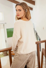 Load image into Gallery viewer, Exposed Seam Split Neck Knit Sweater