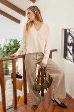 Load image into Gallery viewer, Exposed Seam Split Neck Knit Sweater