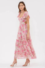 Load image into Gallery viewer, Floral Waist Cut Out Ruffle Midi Dress