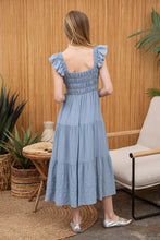 Load image into Gallery viewer, Tiered Eyelet Hem Midi Dress
