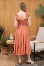 Load image into Gallery viewer, Tiered Eyelet Hem Midi Dress