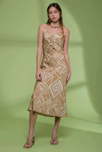 Load image into Gallery viewer, Geometric Print Front Tie Midi Dress