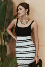 Load image into Gallery viewer, Contrast Stripe Crochet Knit Midi Dress