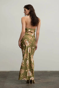 Floral Lace Trim Halter Neck Midi Dress