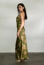 Load image into Gallery viewer, Floral Lace Trim Halter Neck Midi Dress