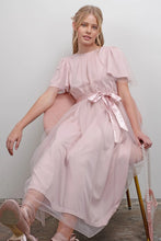 Load image into Gallery viewer, Waist Tie Short Sleeve Midi Dress