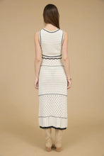 Load image into Gallery viewer, V-neck Sleeveless Sheer Trim Crochet Midi Dress