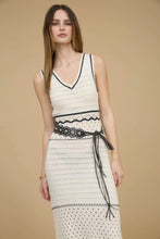 Load image into Gallery viewer, V-neck Sleeveless Sheer Trim Crochet Midi Dress