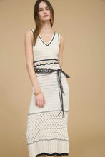 Load image into Gallery viewer, V-neck Sleeveless Sheer Trim Crochet Midi Dress