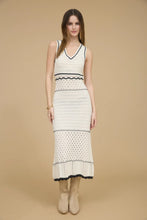 Load image into Gallery viewer, V-neck Sleeveless Sheer Trim Crochet Midi Dress