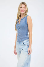 Load image into Gallery viewer, Washed Sleeveless Henley Knit Tank Top
