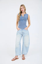 Load image into Gallery viewer, Washed Sleeveless Henley Knit Tank Top