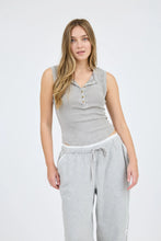 Load image into Gallery viewer, Washed Sleeveless Henley Knit Tank Top