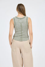 Load image into Gallery viewer, Washed Sleeveless Henley Knit Tank Top