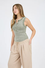 Load image into Gallery viewer, Washed Sleeveless Henley Knit Tank Top
