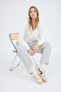Hooded Split Neck Long Sleeve Knit Top