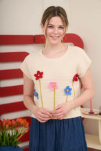 Load image into Gallery viewer, 3D crochet Floral Short Sleeve Sweater Top