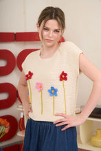 Load image into Gallery viewer, 3D crochet Floral Short Sleeve Sweater Top