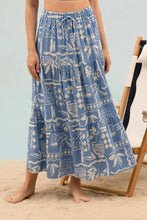 Load image into Gallery viewer, Boho Floral Print Tiered Midi Skirt