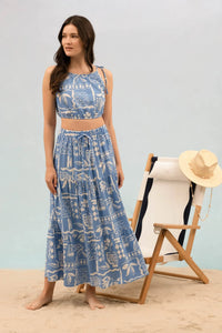 Boho Floral Print Tiered Midi Skirt