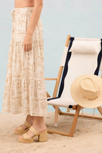 Boho Floral Print Tiered Midi Skirt