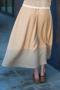 High Elastic Waist Midi Skirt with Pockets
