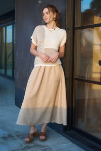 High Elastic Waist Midi Skirt with Pockets