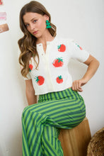 Load image into Gallery viewer, Tomato Motif Short Sleeve Button-Down Cardigan