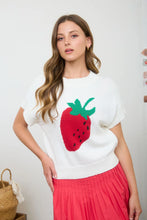 Load image into Gallery viewer, Strawberry Motif Short Sleeve Knit Pullover