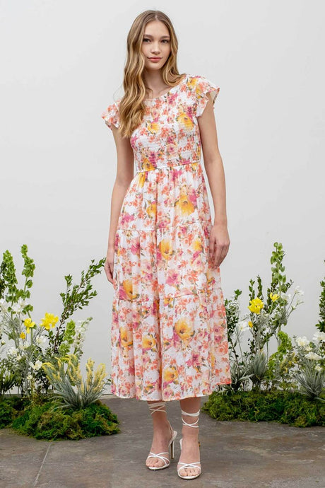 Round Neck Floral Dress