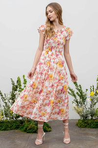 Round Neck Floral Dress