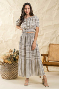 Geo Print Midi Skirt