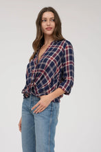 Load image into Gallery viewer, Plaid Button-down Wrap Front Top