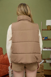 Solid Zip Up Puffer Vest