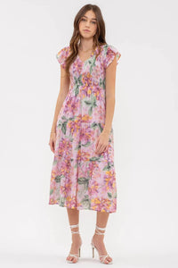 V-Neck Floral Dress