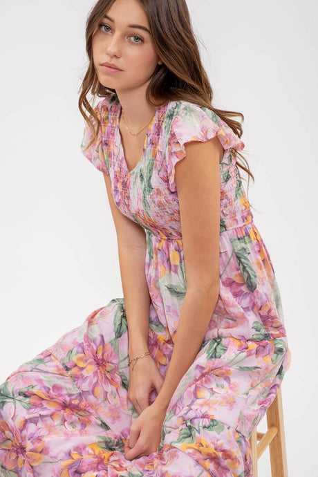 V-Neck Floral Dress