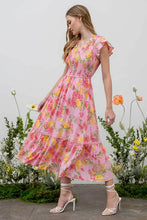 Load image into Gallery viewer, Floral Scoop Neck Smocked Maxi Dress