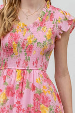 Load image into Gallery viewer, Floral Scoop Neck Smocked Maxi Dress